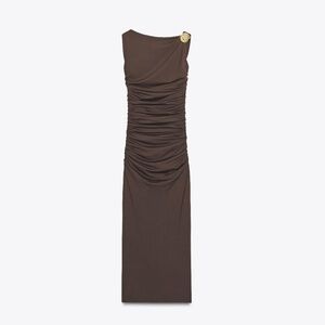 Zara One Shoulder Brown Dress